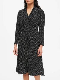 Polka Dot Tie-Neck Dress at Banana Republic